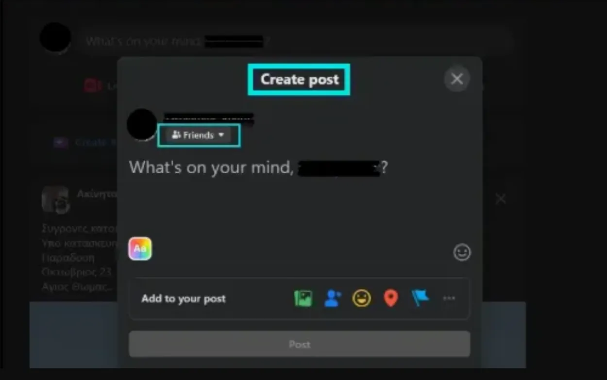 How to make a Facebook post public method 2 step 3 - Locate audience selector button