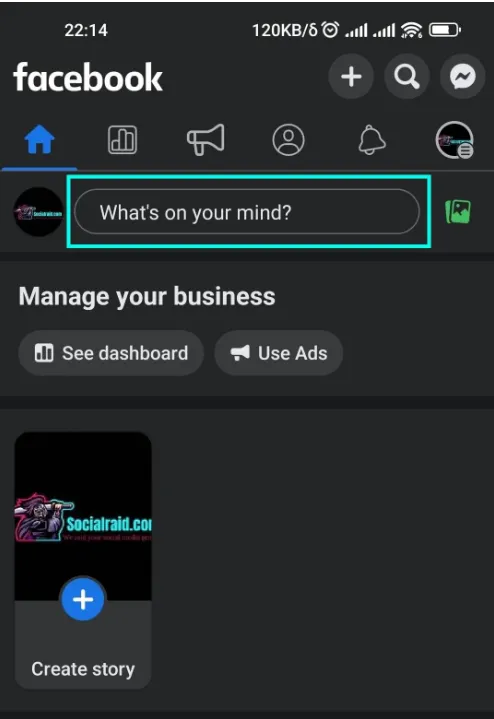 How to make a Facebook post public mobile method 2 step 2 - Tap whats on your mind text box