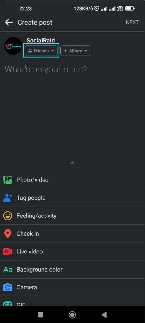 How to make a Facebook post public mobile method 2 step 3 - Tap privacy dropdown button