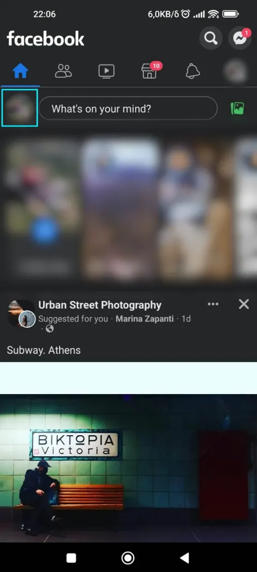 How to make a Facebook post public mobile method 1 step 2 - Tap profile image icon