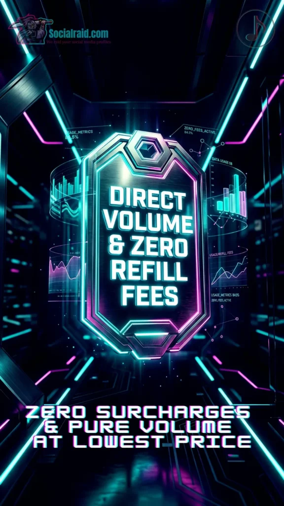 A 3D metallic digital badge showing maximum volume and zero surcharge savings for cheap TikTok views.